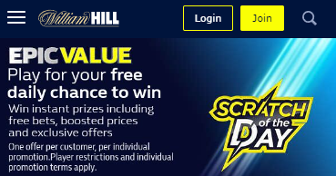 william hill scratch of the day offer